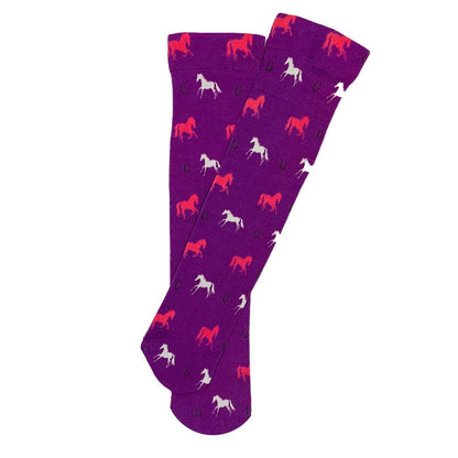AWST Int'l Children's Lila Horses and Horseshoes Socks: Blue / STD
