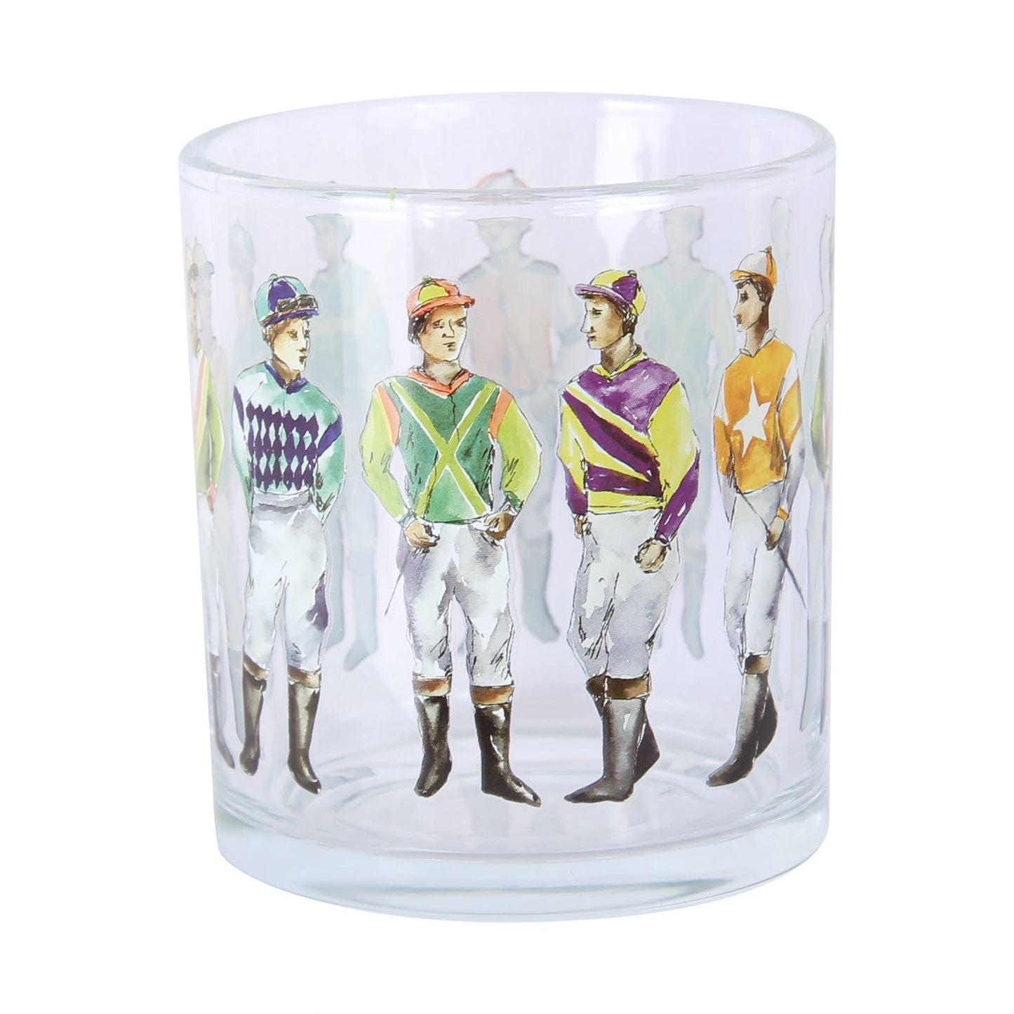 Standing Horse Racing Jockeys Wrapped Rocks Glass
