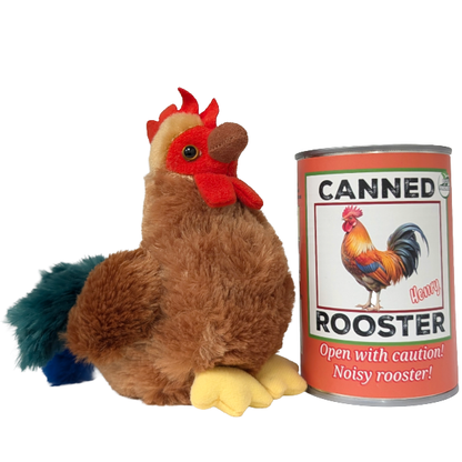 Canned Rooster | Farm Animal Plush w/Jokes | Unique Gift: Regular Lid