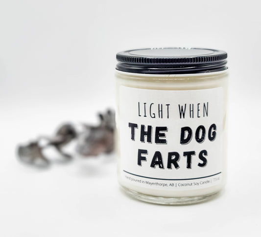 Light when Dog Farts - Funny, Rude, Sweary Candle, Naughty: Strawberries & Cream