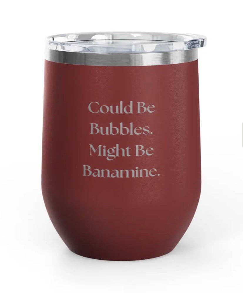 Wine Tumbler - 12 oz - Bubbles/Banamine - Engraved