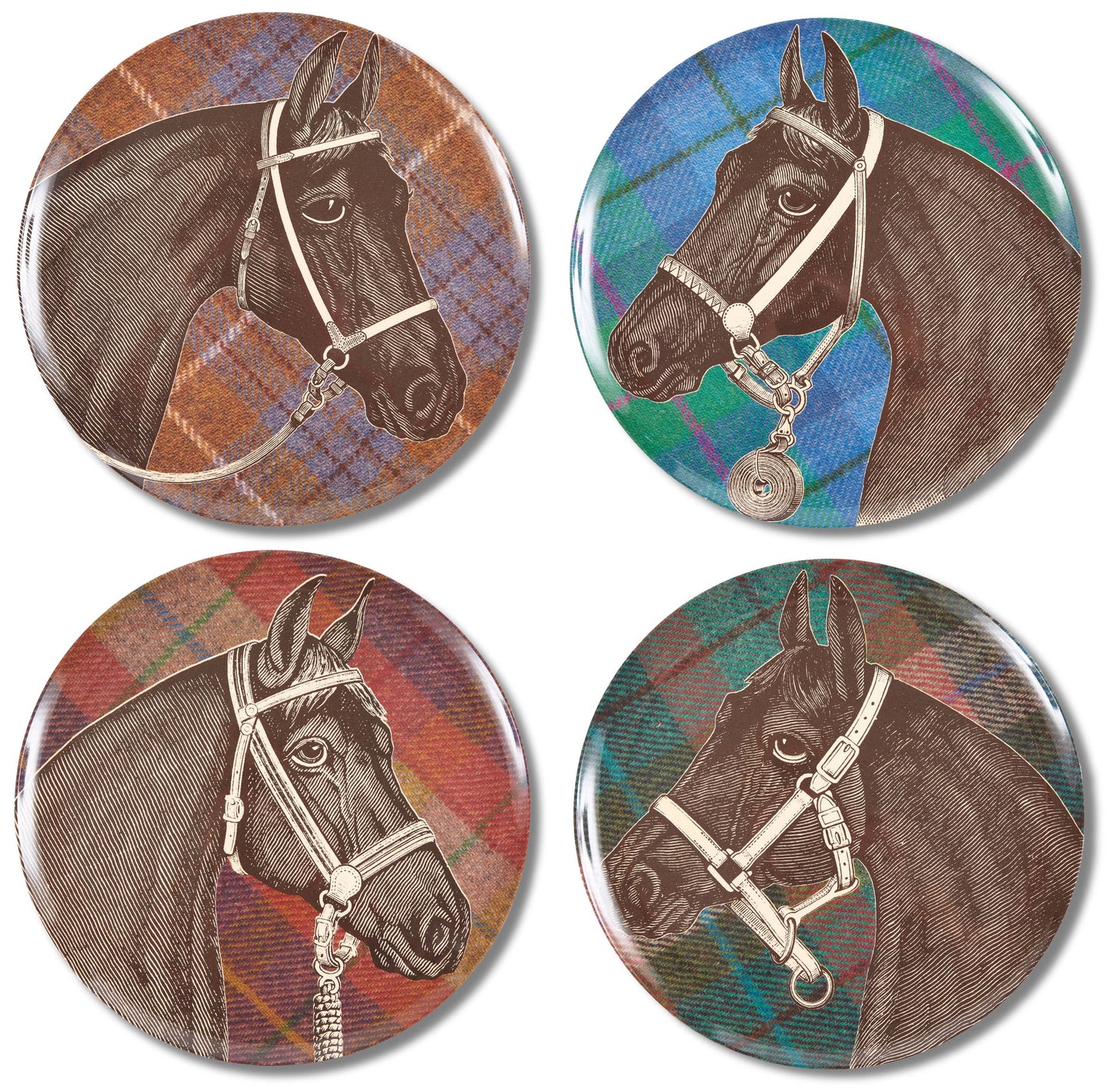 EQUUS TWEED DINNER PLATES SET/4