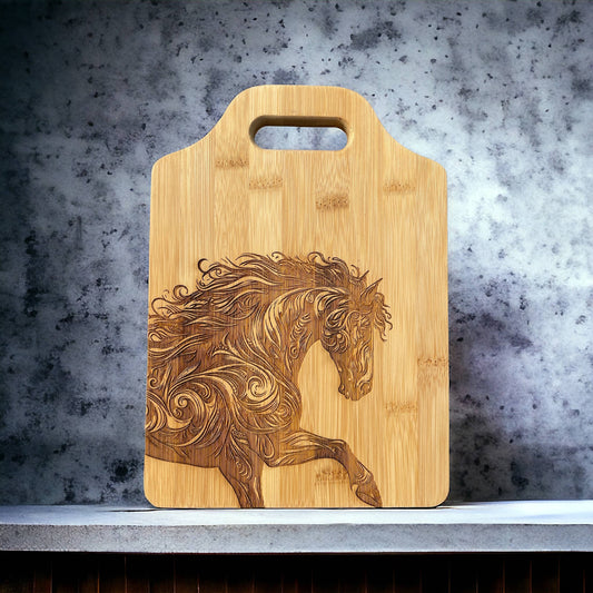 Horse Bamboo Cutting Board, charcuterie board, cheese board: 8"x11"
