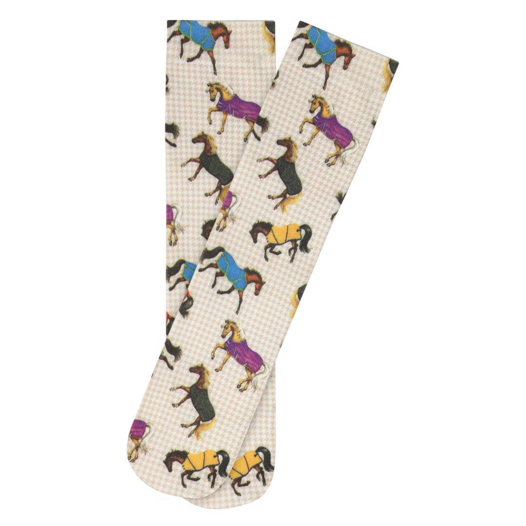 AWST Int'l Lila Horses in Blankets Equestrian Boot Socks Ladies: Multi / STD