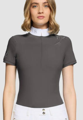 Samshield Ladies Show Shirt Short Sleeve Lea Crystal Ferna Magnet Grey SS26