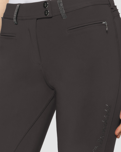 Samshield Ladies Adele Mid Rise Breech Magnet Grey with Swarovski Crystal Detail - Knee Grip - SS26