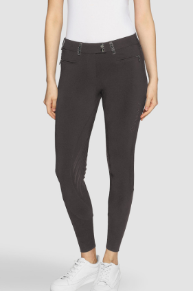 Samshield Ladies Adele Mid Rise Breech Magnet Grey with Swarovski Crystal Detail - Knee Grip - SS26