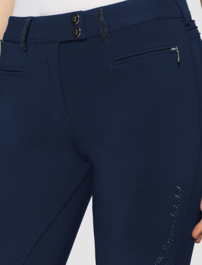 Samshield Ladies Adele Mid Rise Breech Sapphire Blue with Swarovski Crystal Detail - Knee Grip - SS26