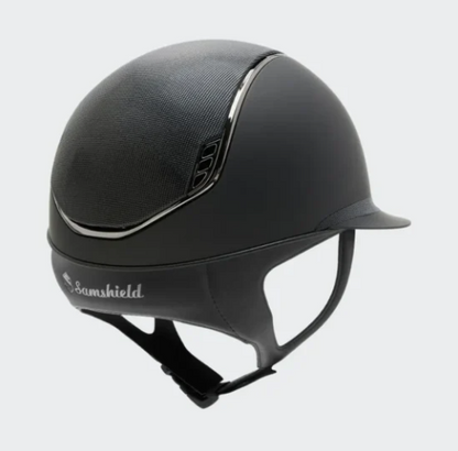 Helmet Miss V2 Matt - Shimmer Top - Black Chrome Rails & Silver Blazon - Samshield Custom 2.0